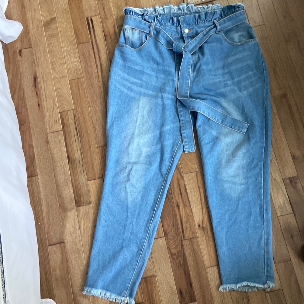 Paper bag waist jeans